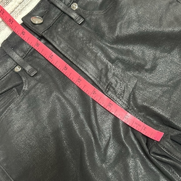 Good American Coated Black Slim Straight Jeans High Rise Pants 24 Night Out - Picture 12 of 15